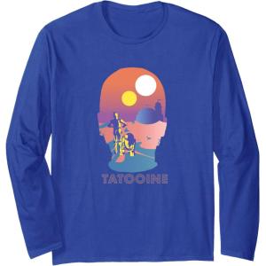 imageStar Wars Tatooine C3PO ampamp R2D2 Fill Long Sleeve TShirtRoyal Blue
