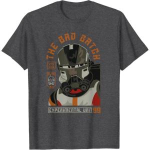 imageStar Wars The Bad Batch Season 2 Echo Experimental Unit 99 TShirtDark Heather Grey