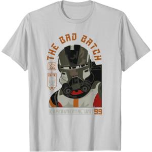 imageStar Wars The Bad Batch Season 2 Echo Experimental Unit 99 TShirtSilver Grey