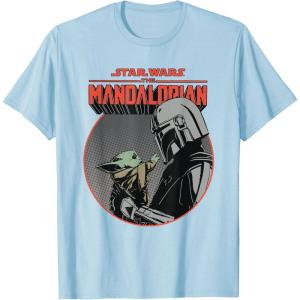 imageStar Wars The Mandalorian Mando and the Child Retro TShirtBaby Blue