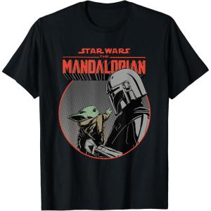 imageStar Wars The Mandalorian Mando and the Child Retro TShirtBlack
