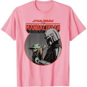 imageStar Wars The Mandalorian Mando and the Child Retro TShirtPink