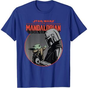 imageStar Wars The Mandalorian Mando and the Child Retro TShirtRoyal Blue