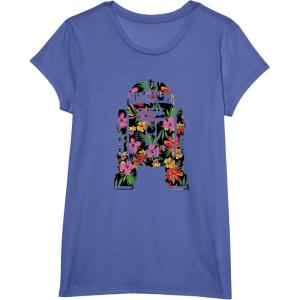 imageStar Wars Tropical R2D2 Floral Print TShirtBright Blue Heather