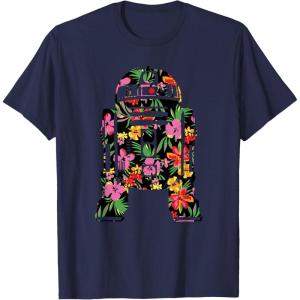 imageStar Wars Tropical R2D2 Floral Print TShirtNavy Blue