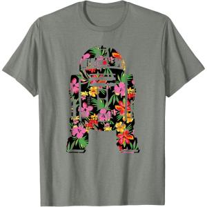 imageStar Wars Tropical R2D2 Floral Print TShirtOlive Heather