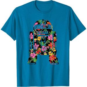 imageStar Wars Tropical R2D2 Floral Print TShirtSapphire Blue