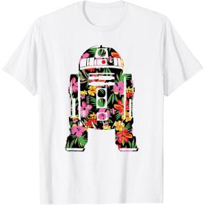 imageStar Wars Tropical R2D2 Floral Print TShirtWhite