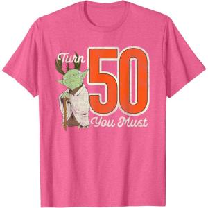 imageStar Wars Yoda 50th Birthday TShirtPink Heather