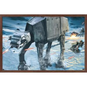 imageTrends International Star Wars Hoth  ATAT Battle Wall Poster 22375quot x 34quot Premium Unframed VersionMahogany Framed Version