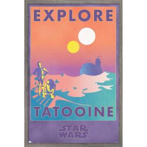 imageTrends International Star Wars Tatooine  Explore Tatooine Wall Poster 22375quot x 34quot Premium Unframed VersionBarnwood Framed Version