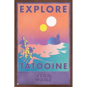 imageTrends International Star Wars Tatooine  Explore Tatooine Wall Poster 22375quot x 34quot Premium Unframed VersionMahogany Framed Version