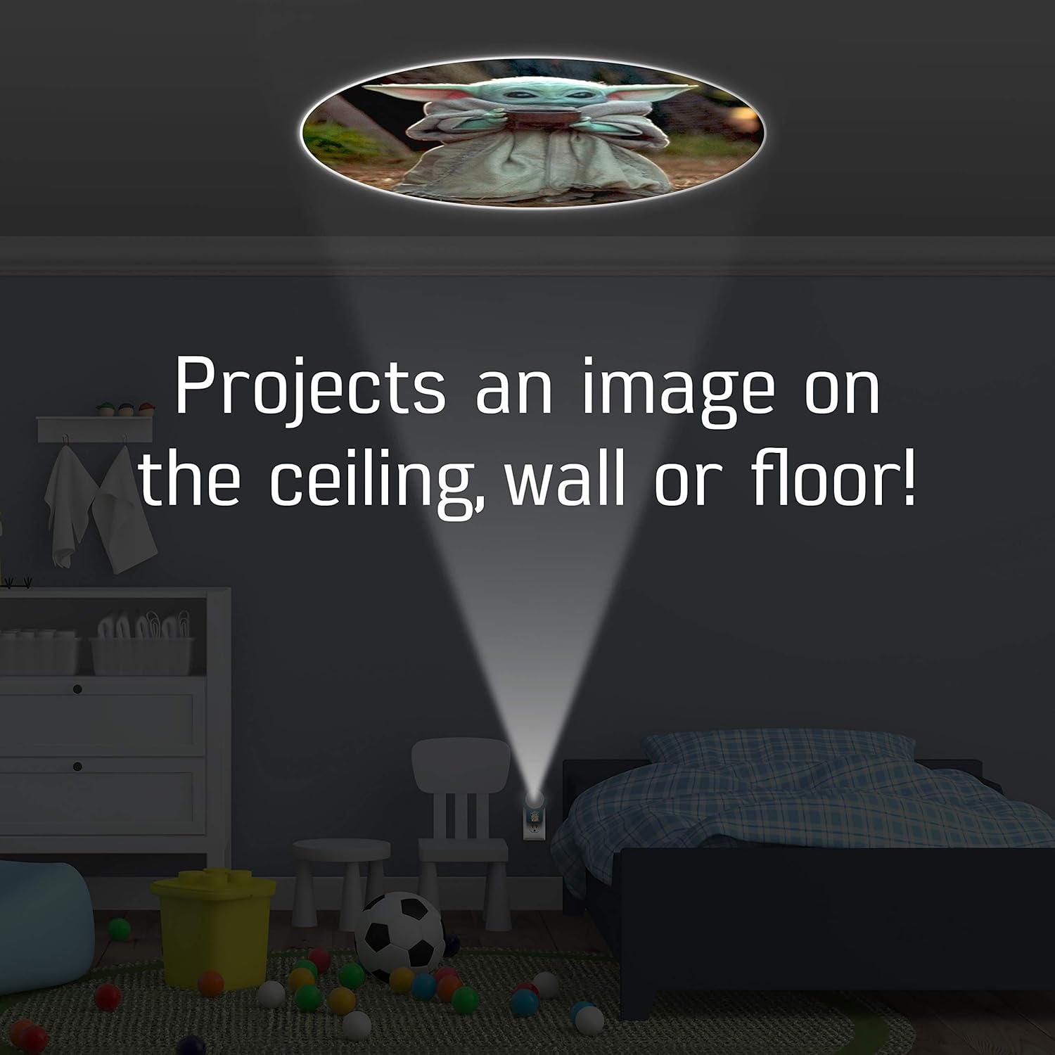 imageProjectables Child LED Night Light Plugin Dusk to Dawn Star Wars Mandalorian ULListed Image on Ceiling Wall or Floor Ideal for Bedroom Nursery 53814