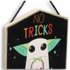 imageDisney Star Wars Baby Yoda No Tricks All Treats Halloween Hanging Wood Wall Decor  Cute Baby Yoda Halloween SignBlackGreen