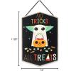 imageDisney Star Wars Baby Yoda No Tricks All Treats Halloween Hanging Wood Wall Decor  Cute Baby Yoda Halloween SignBlackGreen
