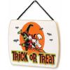 imageDisney Star Wars Baby Yoda No Tricks All Treats Halloween Hanging Wood Wall Decor  Cute Baby Yoda Halloween SignOrangeGreen