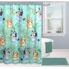 imageJay Franco Star Wars Shower Curtain  Licensed Bathroom Dcor for Kids or Teens with Millennium Falcon  70 x 72 Inch Washable Fabric CurtainTeal  Bluey