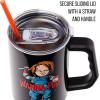 imageSilver Buffalo Star Wars Featuring Chewbacca Yoda R2D2 C3PO Princess Leia Han Solo and Luke Skywalker Stainless Steel Tumbler with Handle and Straw Fits in Standard Cup Holder 40 OuncesChucky Wanna Play Spooky Scary
