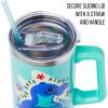 imageSilver Buffalo Star Wars Featuring Chewbacca Yoda R2D2 C3PO Princess Leia Han Solo and Luke Skywalker Stainless Steel Tumbler with Handle and Straw Fits in Standard Cup Holder 40 OuncesDisney Lilo and Stitch Chillin