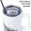 imageSilver Buffalo Star Wars Featuring Chewbacca Yoda R2D2 C3PO Princess Leia Han Solo and Luke Skywalker Stainless Steel Tumbler with Handle and Straw Fits in Standard Cup Holder 40 OuncesNightmare Before Christmas Hill and Moon Scene