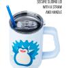 imageSilver Buffalo Star Wars Featuring Chewbacca Yoda R2D2 C3PO Princess Leia Han Solo and Luke Skywalker Stainless Steel Tumbler with Handle and Straw Fits in Standard Cup Holder 40 OuncesSnorlax Pokemon