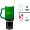 imageSilver Buffalo Star Wars Featuring Chewbacca Yoda R2D2 C3PO Princess Leia Han Solo and Luke Skywalker Stainless Steel Tumbler with Handle and Straw Fits in Standard Cup Holder 40 OuncesWicked Elphaba Not Your Basic Witch