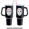imageSilver Buffalo Star Wars Featuring Chewbacca Yoda R2D2 C3PO Princess Leia Han Solo and Luke Skywalker Stainless Steel Tumbler with Handle and Straw Fits in Standard Cup Holder 40 OuncesFriday the 13th Hockey Mask
