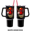 imageSilver Buffalo Star Wars Featuring Chewbacca Yoda R2D2 C3PO Princess Leia Han Solo and Luke Skywalker Stainless Steel Tumbler with Handle and Straw Fits in Standard Cup Holder 40 OuncesMarvel Deadpool