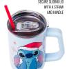 imageSilver Buffalo Star Wars Featuring Chewbacca Yoda R2D2 C3PO Princess Leia Han Solo and Luke Skywalker Stainless Steel Tumbler with Handle and Straw Fits in Standard Cup Holder 40 OuncesStitch Wearing Santa Hat