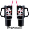 imageSilver Buffalo Star Wars Featuring Chewbacca Yoda R2D2 C3PO Princess Leia Han Solo and Luke Skywalker Stainless Steel Tumbler with Handle and Straw Fits in Standard Cup Holder 40 OuncesFriday the 13th Splatter