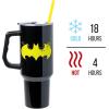 imageSilver Buffalo Star Wars Featuring Chewbacca Yoda R2D2 C3PO Princess Leia Han Solo and Luke Skywalker Stainless Steel Tumbler with Handle and Straw Fits in Standard Cup Holder 40 OuncesBatman