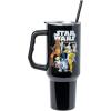 imageSilver Buffalo Star Wars Featuring Chewbacca Yoda R2D2 C3PO Princess Leia Han Solo and Luke Skywalker Stainless Steel Tumbler with Handle and Straw Fits in Standard Cup Holder 40 OuncesStar Wars Original Trilogy