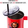 imageSilver Buffalo Star Wars Featuring Chewbacca Yoda R2D2 C3PO Princess Leia Han Solo and Luke Skywalker Stainless Steel Tumbler with Handle and Straw Fits in Standard Cup Holder 40 OuncesChucky Wanna Play