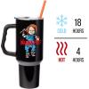imageSilver Buffalo Star Wars Featuring Chewbacca Yoda R2D2 C3PO Princess Leia Han Solo and Luke Skywalker Stainless Steel Tumbler with Handle and Straw Fits in Standard Cup Holder 40 OuncesChucky Wanna Play Spooky Scary