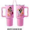 imageSilver Buffalo Star Wars Featuring Chewbacca Yoda R2D2 C3PO Princess Leia Han Solo and Luke Skywalker Stainless Steel Tumbler with Handle and Straw Fits in Standard Cup Holder 40 OuncesDisney Princesses