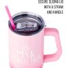 imageSilver Buffalo Star Wars Featuring Chewbacca Yoda R2D2 C3PO Princess Leia Han Solo and Luke Skywalker Stainless Steel Tumbler with Handle and Straw Fits in Standard Cup Holder 40 OuncesWicked Glinda Pink Perfection