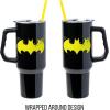 imageSilver Buffalo Star Wars Featuring Chewbacca Yoda R2D2 C3PO Princess Leia Han Solo and Luke Skywalker Stainless Steel Tumbler with Handle and Straw Fits in Standard Cup Holder 40 OuncesBatman