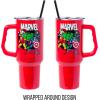 imageSilver Buffalo Star Wars Featuring Chewbacca Yoda R2D2 C3PO Princess Leia Han Solo and Luke Skywalker Stainless Steel Tumbler with Handle and Straw Fits in Standard Cup Holder 40 OuncesMarvel Avengers