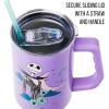 imageSilver Buffalo Star Wars Featuring Chewbacca Yoda R2D2 C3PO Princess Leia Han Solo and Luke Skywalker Stainless Steel Tumbler with Handle and Straw Fits in Standard Cup Holder 40 OuncesNightmare Before Christmas Purple Twilight