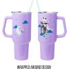 imageSilver Buffalo Star Wars Featuring Chewbacca Yoda R2D2 C3PO Princess Leia Han Solo and Luke Skywalker Stainless Steel Tumbler with Handle and Straw Fits in Standard Cup Holder 40 OuncesNightmare Before Christmas Purple Twilight