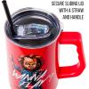 imageSilver Buffalo Star Wars Featuring Chewbacca Yoda R2D2 C3PO Princess Leia Han Solo and Luke Skywalker Stainless Steel Tumbler with Handle and Straw Fits in Standard Cup Holder 40 OuncesChucky Wanna Play