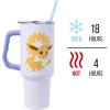 imageSilver Buffalo Star Wars Featuring Chewbacca Yoda R2D2 C3PO Princess Leia Han Solo and Luke Skywalker Stainless Steel Tumbler with Handle and Straw Fits in Standard Cup Holder 40 OuncesEevee Pokemon