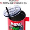 imageSilver Buffalo Star Wars Featuring Chewbacca Yoda R2D2 C3PO Princess Leia Han Solo and Luke Skywalker Stainless Steel Tumbler with Handle and Straw Fits in Standard Cup Holder 40 OuncesMarvel Avengers