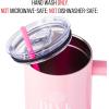 imageSilver Buffalo Star Wars Featuring Chewbacca Yoda R2D2 C3PO Princess Leia Han Solo and Luke Skywalker Stainless Steel Tumbler with Handle and Straw Fits in Standard Cup Holder 40 OuncesWicked Glinda Pink Perfection