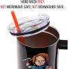 imageSilver Buffalo Star Wars Featuring Chewbacca Yoda R2D2 C3PO Princess Leia Han Solo and Luke Skywalker Stainless Steel Tumbler with Handle and Straw Fits in Standard Cup Holder 40 OuncesChucky Wanna Play Spooky Scary
