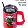imageSilver Buffalo Star Wars Featuring Chewbacca Yoda R2D2 C3PO Princess Leia Han Solo and Luke Skywalker Stainless Steel Tumbler with Handle and Straw Fits in Standard Cup Holder 40 OuncesMarvel Avengers