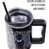 imageSilver Buffalo Star Wars Featuring Chewbacca Yoda R2D2 C3PO Princess Leia Han Solo and Luke Skywalker Stainless Steel Tumbler with Handle and Straw Fits in Standard Cup Holder 40 OuncesOn Wednesdays We Wear Black