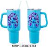 imageSilver Buffalo Star Wars Featuring Chewbacca Yoda R2D2 C3PO Princess Leia Han Solo and Luke Skywalker Stainless Steel Tumbler with Handle and Straw Fits in Standard Cup Holder 40 OuncesKawaii Stitch Sitting