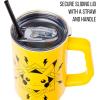 imageSilver Buffalo Star Wars Featuring Chewbacca Yoda R2D2 C3PO Princess Leia Han Solo and Luke Skywalker Stainless Steel Tumbler with Handle and Straw Fits in Standard Cup Holder 40 OuncesPikachu Lightning Bolts Badge Pokemon