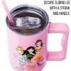 imageSilver Buffalo Star Wars Featuring Chewbacca Yoda R2D2 C3PO Princess Leia Han Solo and Luke Skywalker Stainless Steel Tumbler with Handle and Straw Fits in Standard Cup Holder 40 OuncesDisney Princesses